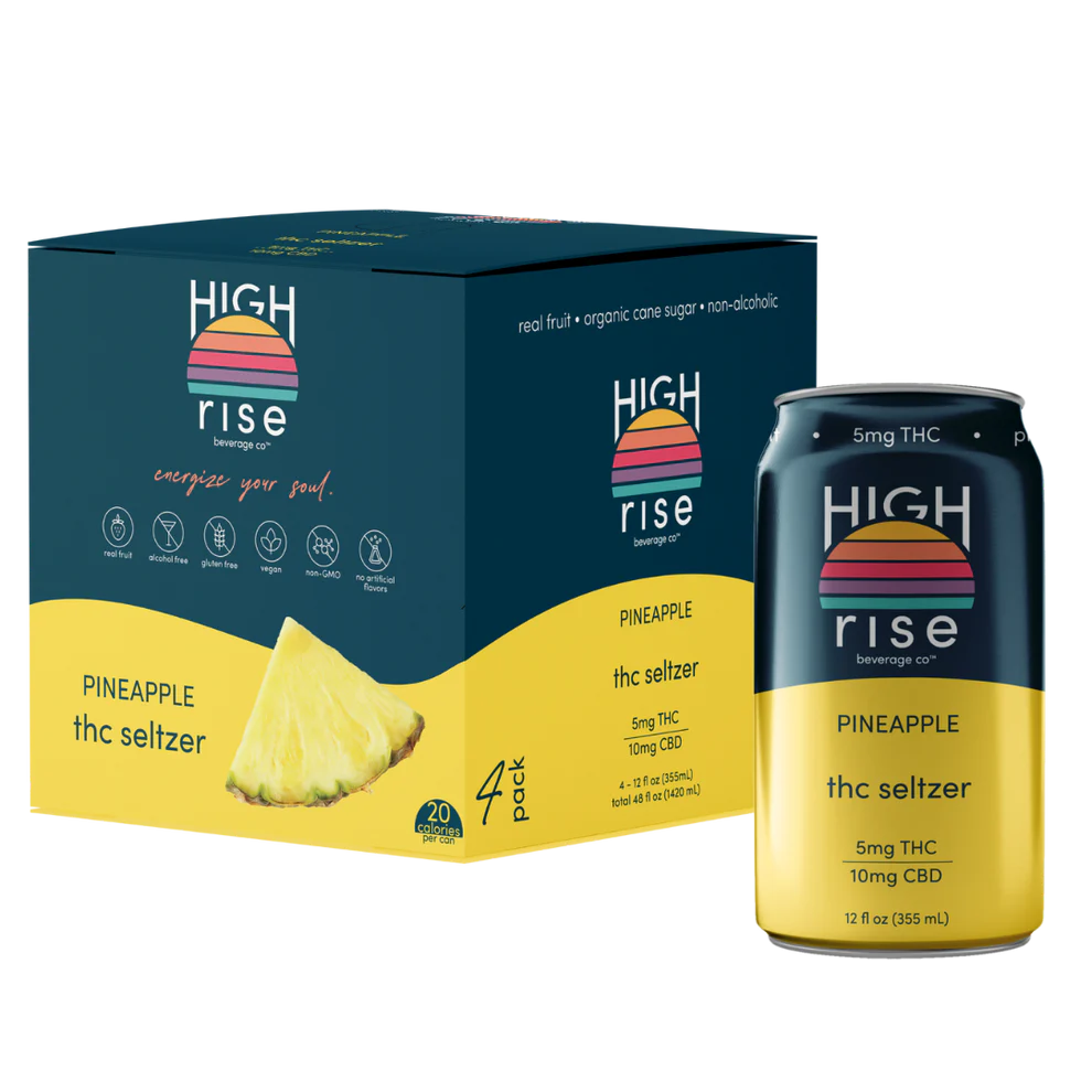 High_Rise_Pineapple_5mg_thc_seltzer_12oz_4pack