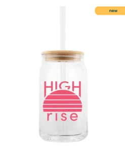 High Rise d9 Seltzer Glass Tumbler with Straw, 17oz (limited edition)